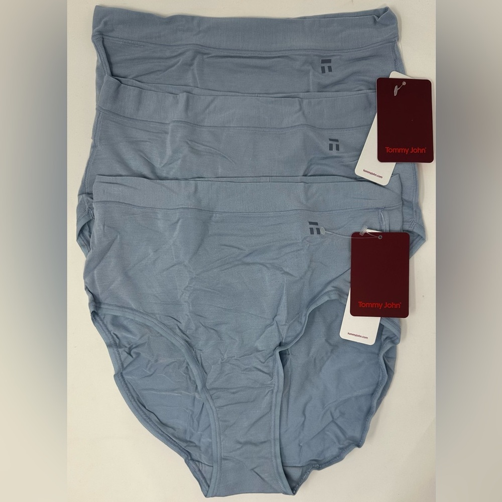 Tommy John Second Skin Self Waistband High Rise Brief Dusty Blue Small.  3 Pair.